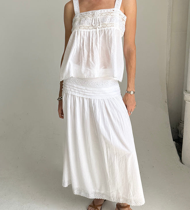 Ciao Lucia - Euri White Embroidered Cotton Top