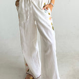 Ciao Lucia - Ermmano White Embroidered Linen Pant