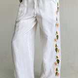 Ciao Lucia - Ermmano White Embroidered Linen Pant