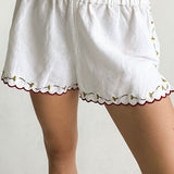 Ciao Lucia - Joska White Embroidered Linen Short