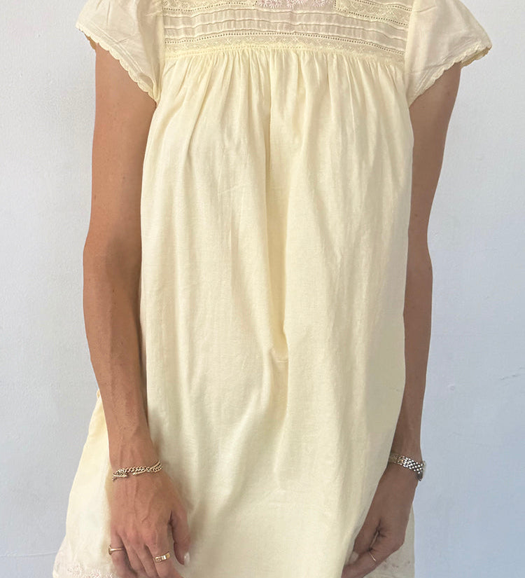 Ciao Lucia - Joelle Cap Sleeved Cotton Mini Dress Butter