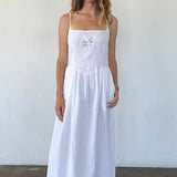 Ciao Lucia - Neroni White Floral Embroidered Linen Dress