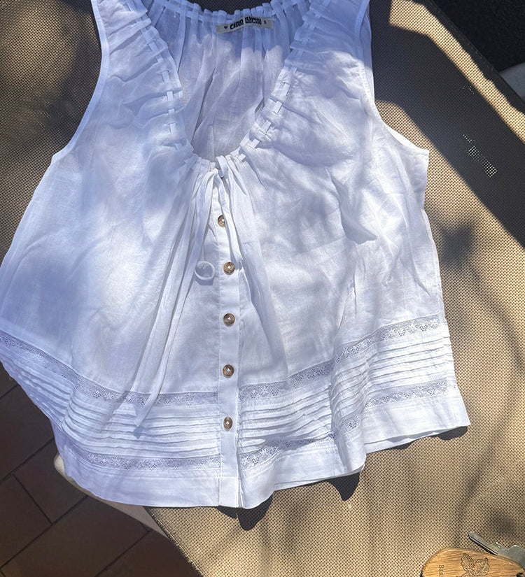 Ciao Lucia - Eugenia White Cotton Voile Top