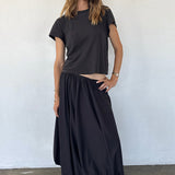 Ciao Lucia - Marcella Black Jersey Bubble Maxi Skirt