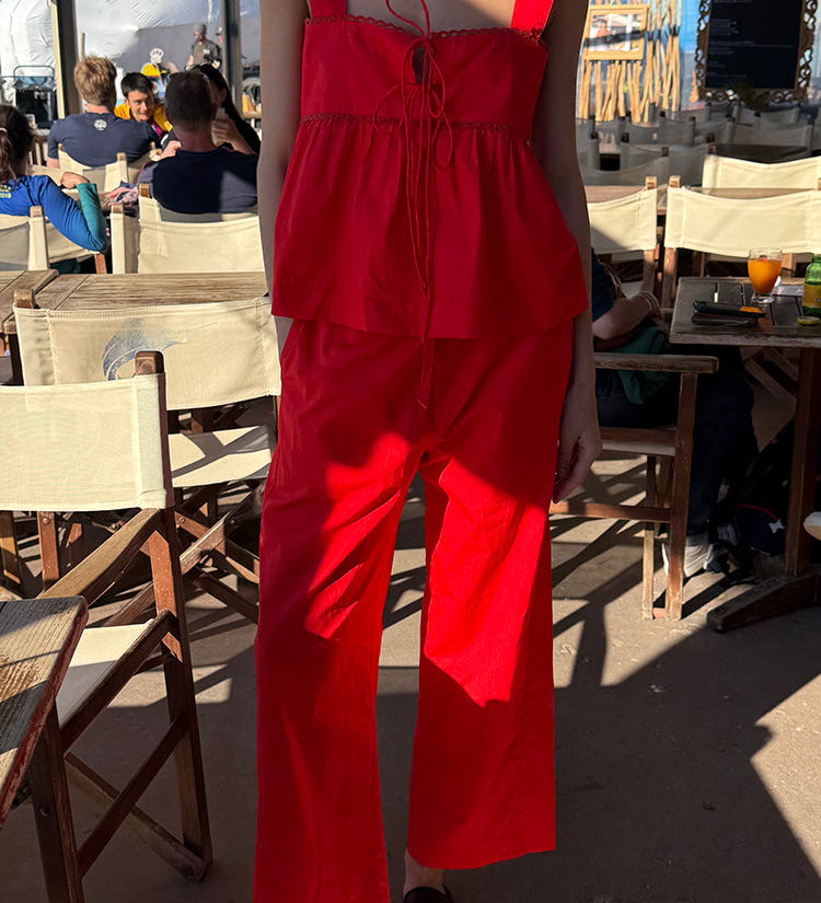 Ciao Lucia - Dania Red Cotton Poplin Pant