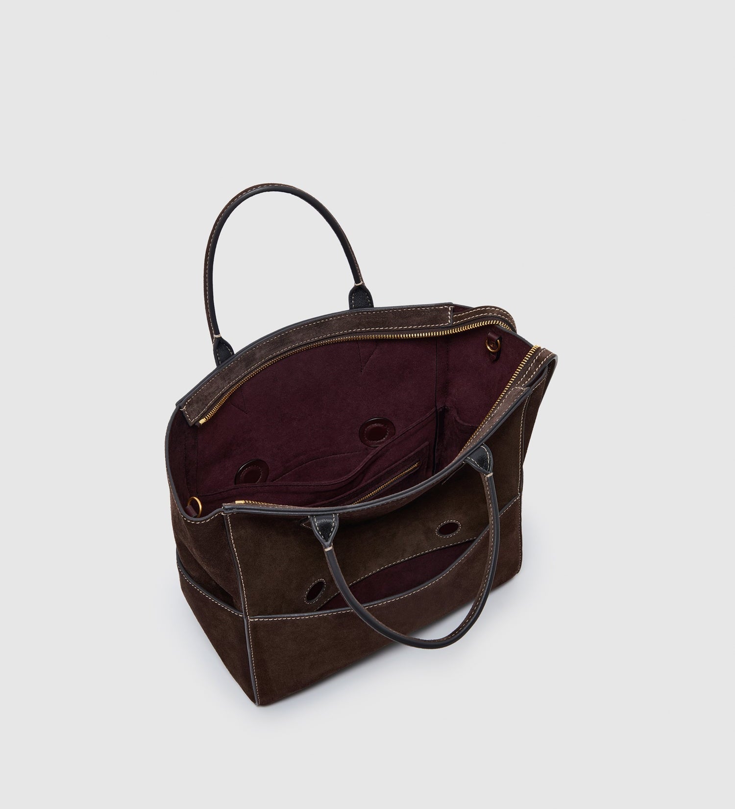 Metier - Incognito Crossbody Suede Chocolate with Salt Stitching