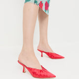 Loeffler Randall - Inez Red Satin Mid - Heel Mule