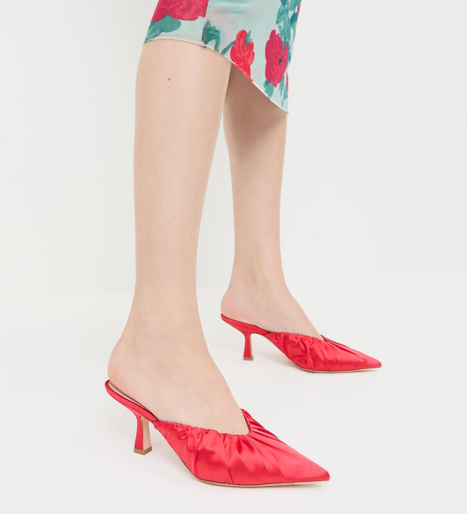 Loeffler Randall - Inez Red Satin Mid - Heel Mule
