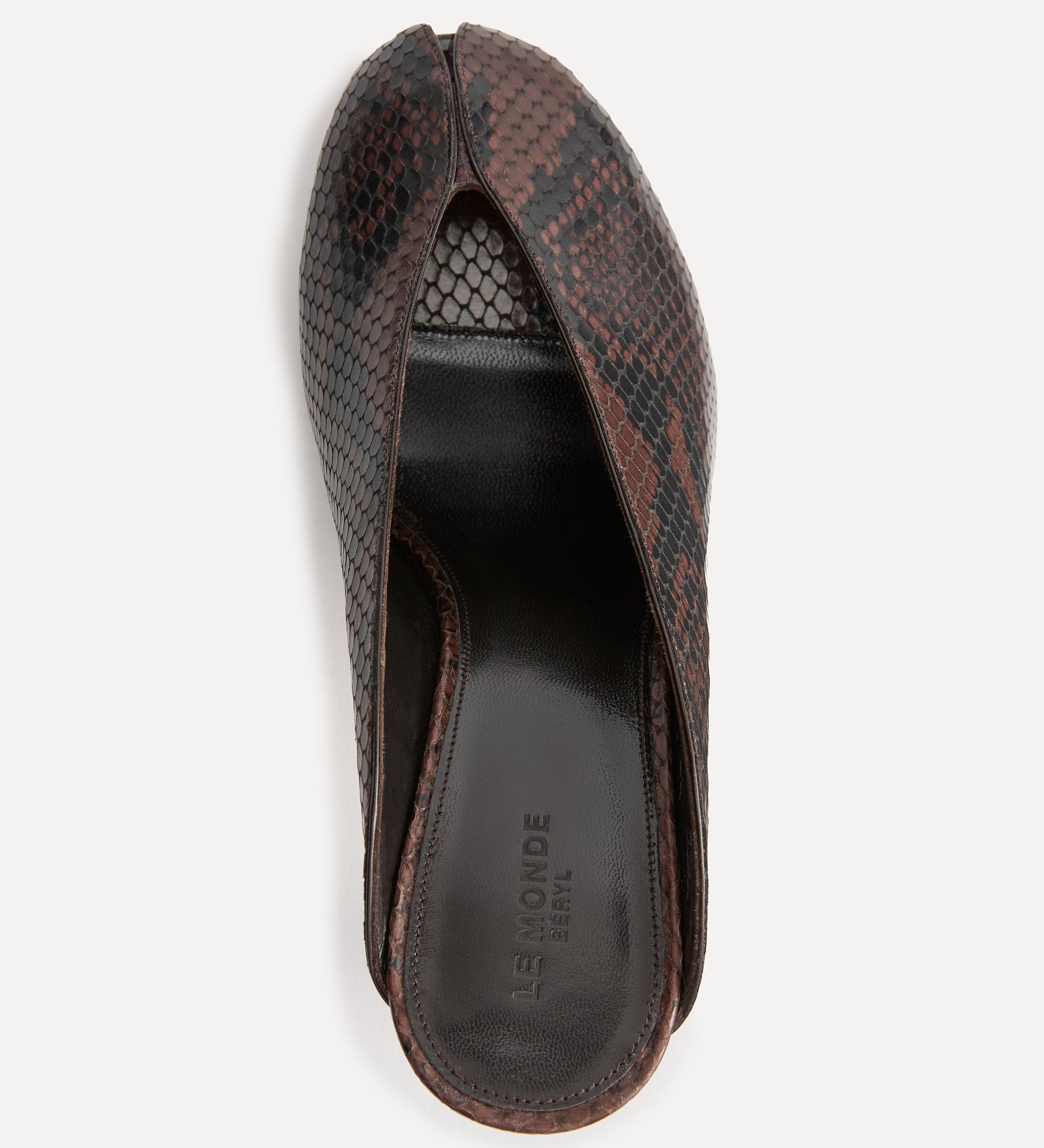 Le Monde Beryl - Iris Mule / Chocolate Leather Snake Effect