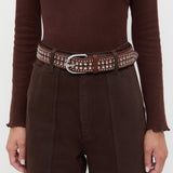 Loeffler Randall - Isaac Espresso/Silver Studded Belt