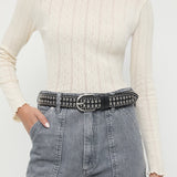 Loeffler Randall - Isaac Black/Silver Studded Belt