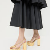 Loeffler Randall - Isabella Gold Leather Platform Sandal