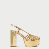 Loeffler Randall - Isabella Gold Leather Platform Sandal