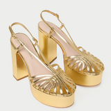 Loeffler Randall - Isabella Gold Leather Platform Sandal
