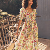 DÔEN - ISCHIA DRESS -- BLANC ANEMONE BLOOM