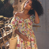 DÔEN - ISCHIA DRESS -- BLANC ANEMONE BLOOM