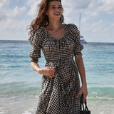 DÔEN - ISCHIA DRESS -- NOIR GRETA GINGHAM