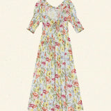 DÔEN - ISCHIA DRESS -- BLANC ANEMONE BLOOM