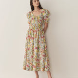 DÔEN - ISCHIA DRESS -- BLANC ANEMONE BLOOM