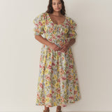 DÔEN - ISCHIA DRESS -- BLANC ANEMONE BLOOM