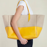 Métier - Incognito Large Cabas Linen and Nappa Plongé Calfskin Izamal Yellow