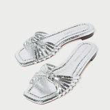 Loeffler Randall - Izzie Silver Leather Knot Sandal