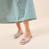 Loeffler Randall - Izzie Silver Leather Knot Sandal