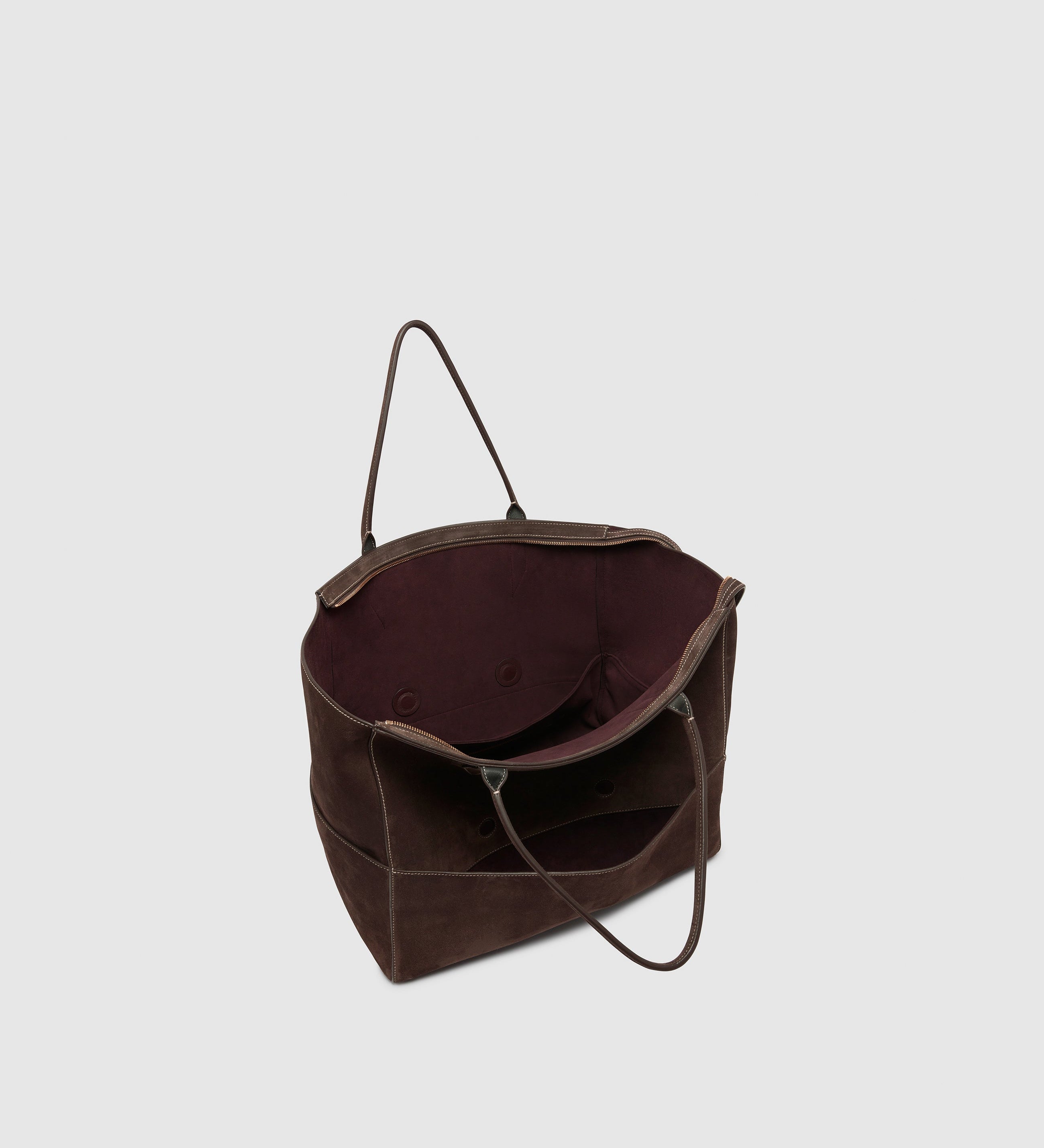 Metier - Incognito 42 Cabas Suede Chocolate with Salt Stitching