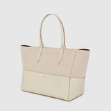 Metier - Incognito 36 Cabas Natural Linen With Smooth Calfskin White Sand