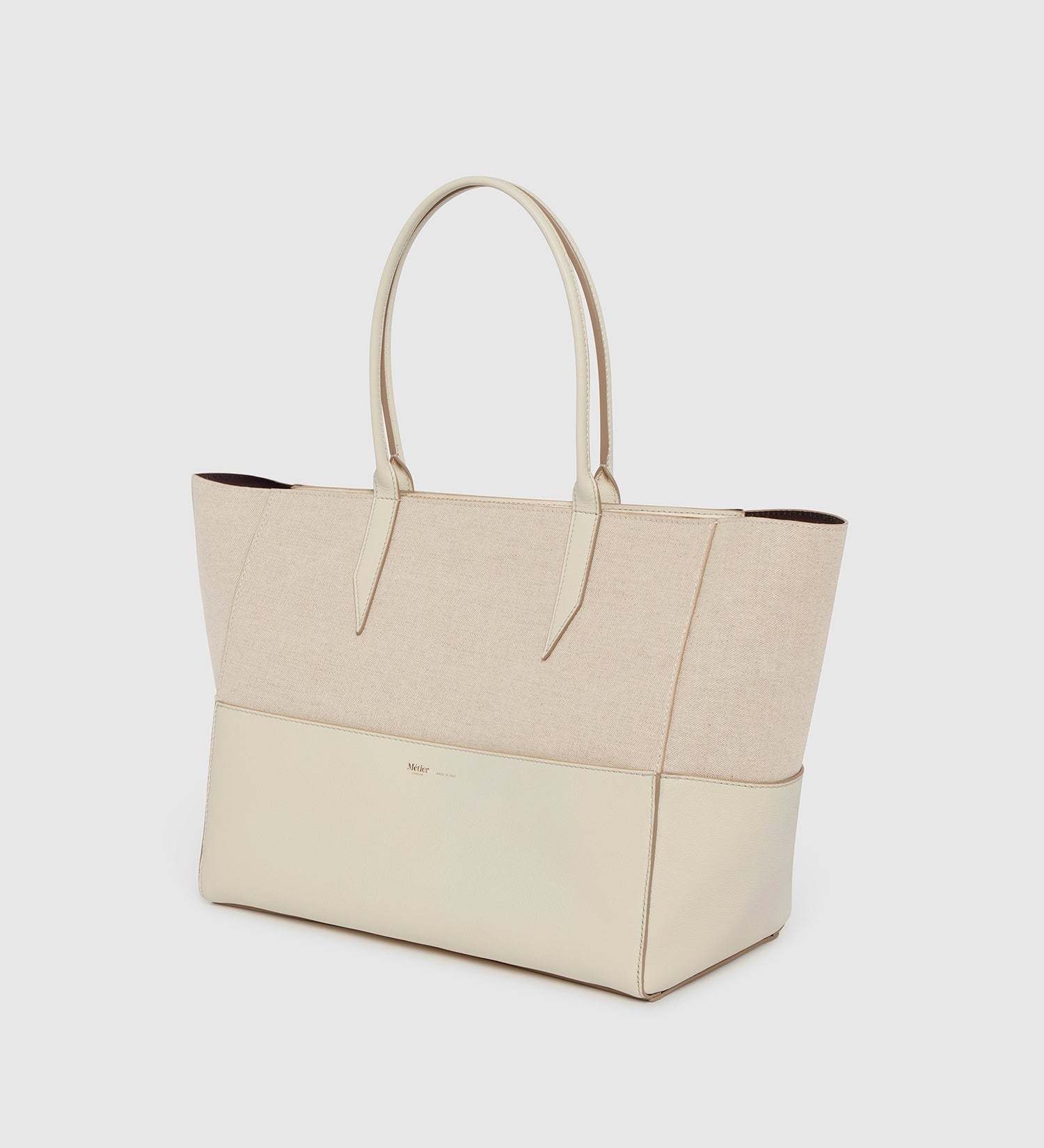 Metier - Incognito 36 Cabas Natural Linen With Smooth Calfskin White Sand