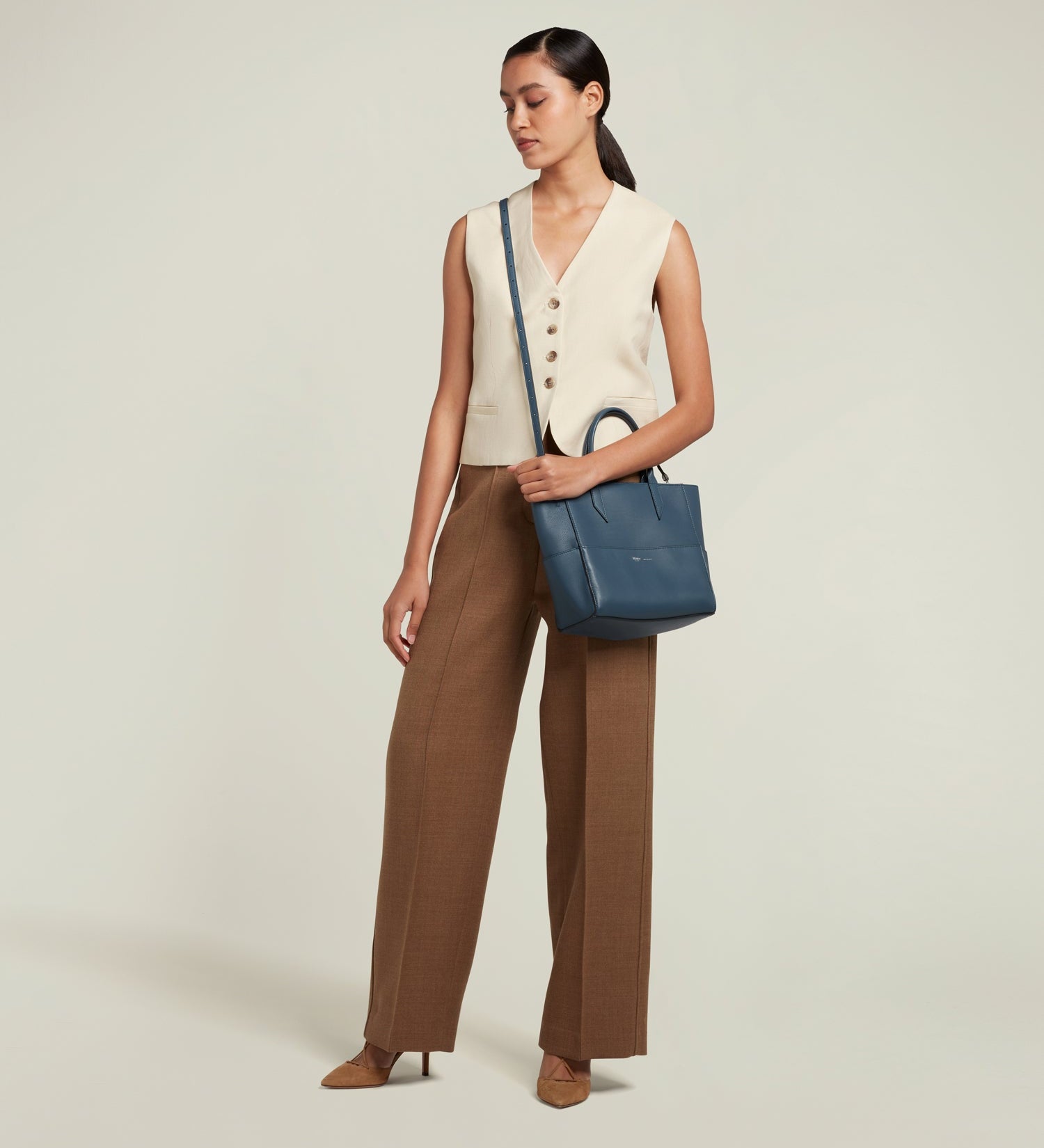 Metier - Incognito Crossbody Cabas Smooth Calfskin Storm