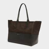 Métier - Incognito Small Cabas Suede Chocolate and Atelier Calfskin Black