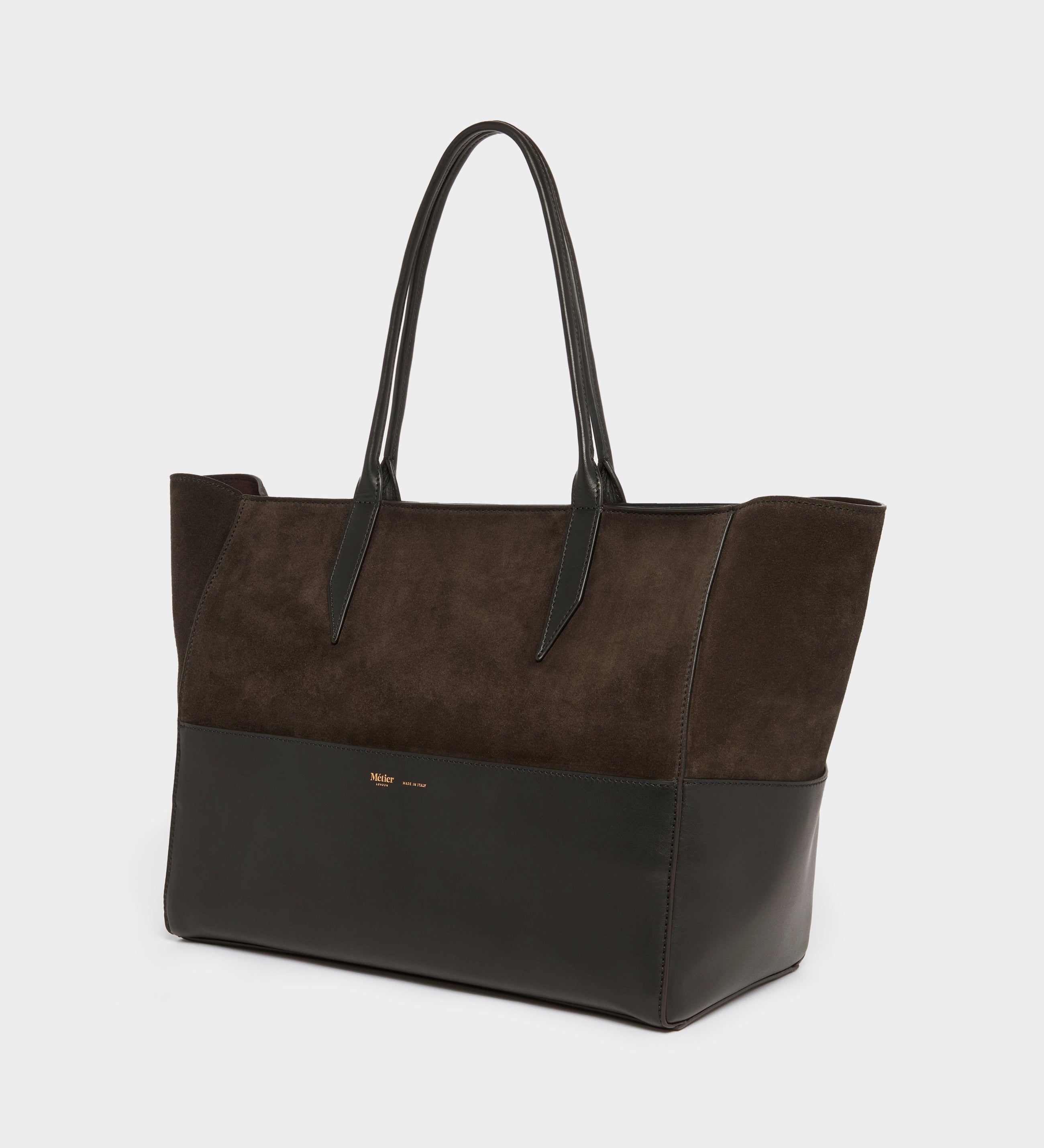 Metier - Incognito 36 Cabas Suede Chocolate and Atelier Calfskin Black