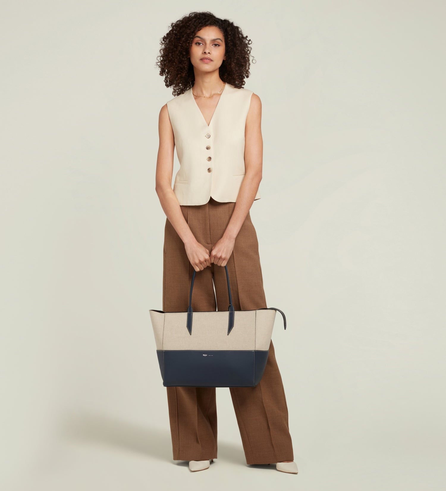 Metier - Incognito 36 Cabas Natural Linen Navy