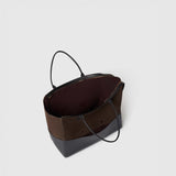 Métier - Incognito Small Cabas Suede Chocolate and Atelier Calfskin Black