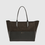 Métier - Incognito Small Cabas Suede Chocolate and Atelier Calfskin Black