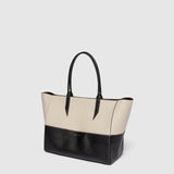 Métier - Incognito Small Cabas Linen and Smooth Calfskin Black