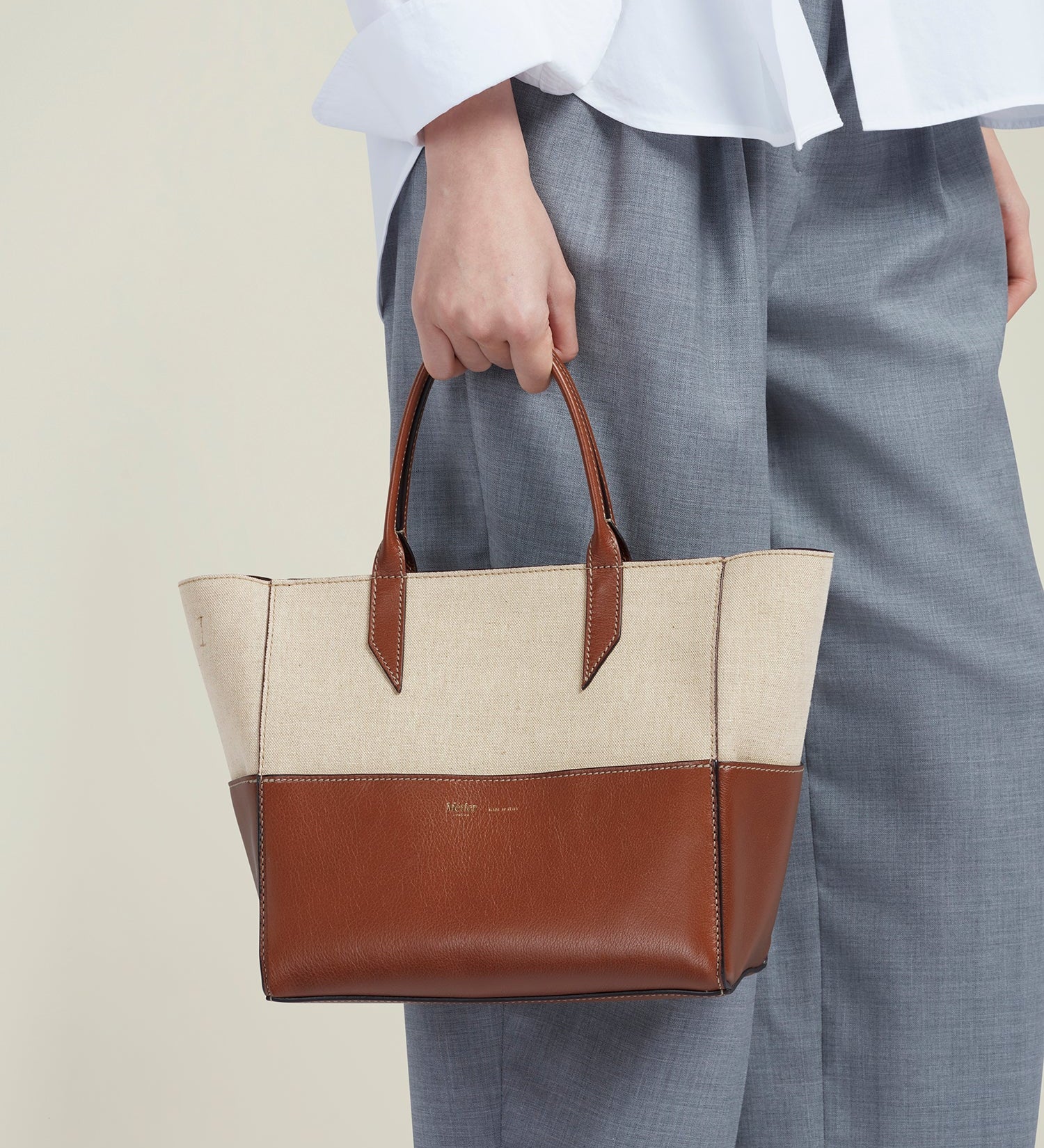 Metier - Incognito Crossbody Cabas Natural Linen with Cognac