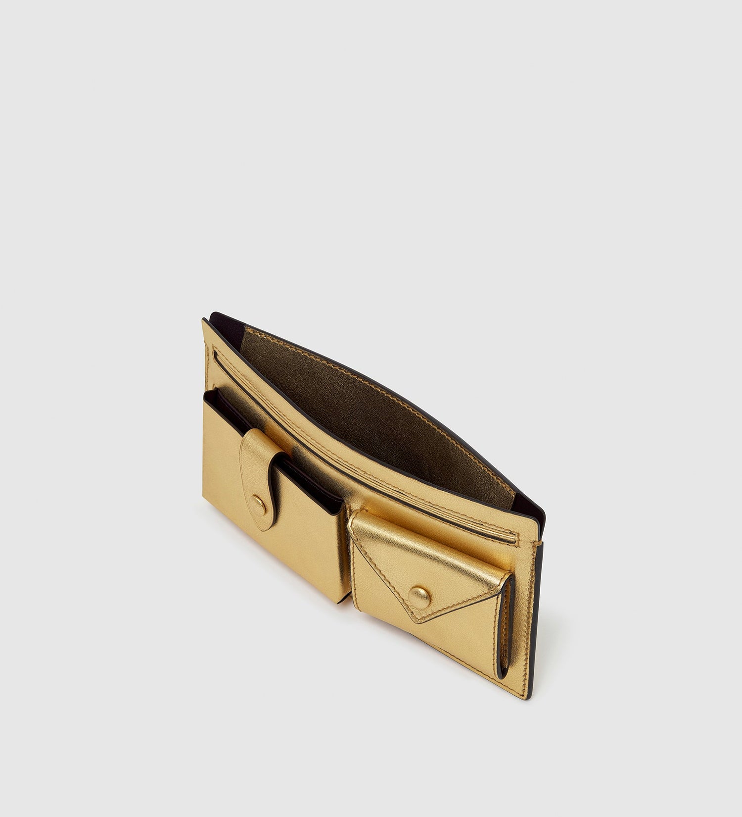 Metier - ISSIMO | Métier Inside Out Wallet Metallic Calfskin Gold