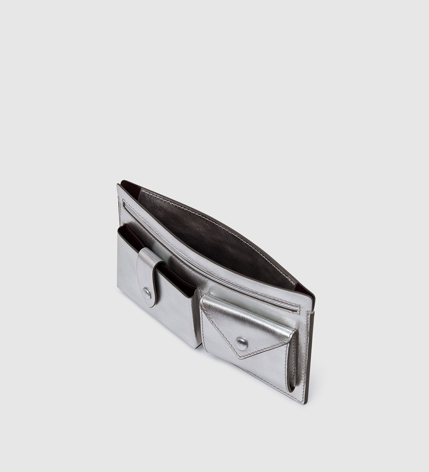 Metier - ISSIMO | Métier Inside Out Wallet Metallic Calfskin Silver
