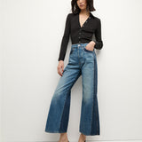 Veronica Beard - Taylor Two-Tone Cropped Wide-Leg Jean