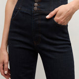 Veronica Beard - Carson Corset Waist Kick-Flare Jean