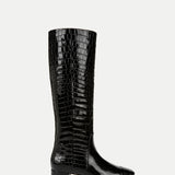 Veronica Beard - Cecile Croc-Embossed Tall Boot