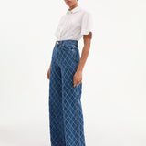 Veronica Beard - Taylor Diamond Printed Wide - Leg Jean