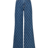 Veronica Beard - Taylor Diamond Printed Wide Leg Jean