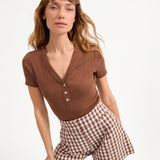 Veronica Beard - Dekalb Ribbed Henley T-Shirt