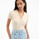 Veronica Beard - Dekalb Ribbed Henley T-Shirt