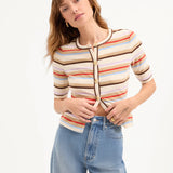 Veronica Beard - Brendan Striped Short-Sleeve Cardigan