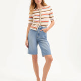 Veronica Beard - Brendan Striped Short-Sleeve Cardigan