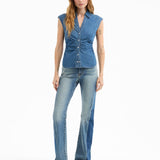 Veronica Beard - Sera Ruched Denim Shirt